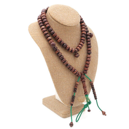 Large 7×12 mm Tamarind Wood Tijani Misbaha – Handcrafted 100 Beads with Durable Green Cord Tasbih