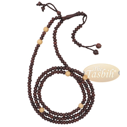 Naqshbandi Tasbih Tamarind Wood - 4 mm Round beads with Citrus Dividers