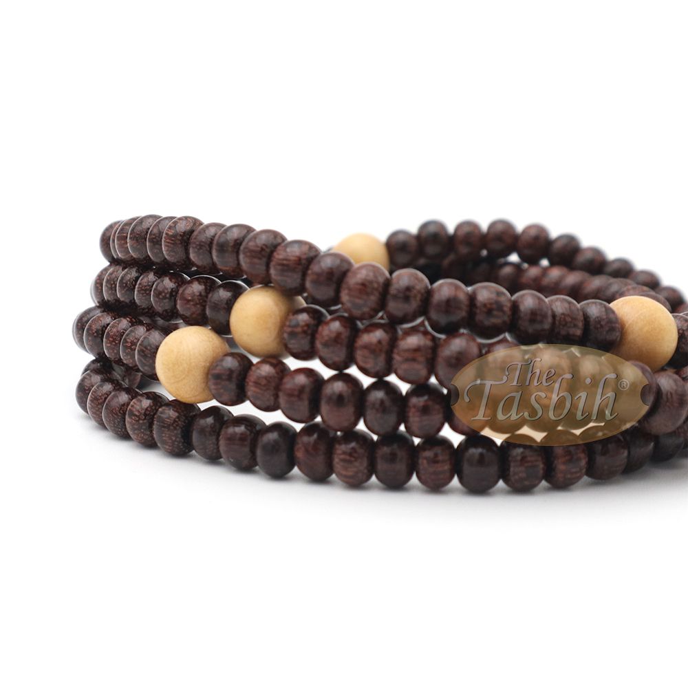 Naqshbandi Tasbih Tamarind Wood – 4 mm Round beads with Citrus Dividers