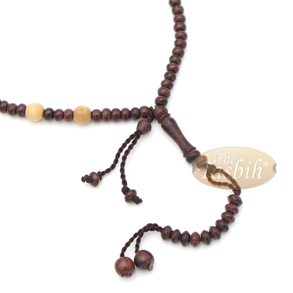 Naqshbandi Tasbih Tamarind Wood – 4 mm Round beads with Citrus Dividers
