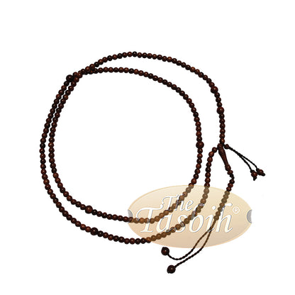 Nakshabandi Tasbih Tamarind Wood 4mm Oval Prayer Beads 198-Bead Necklace