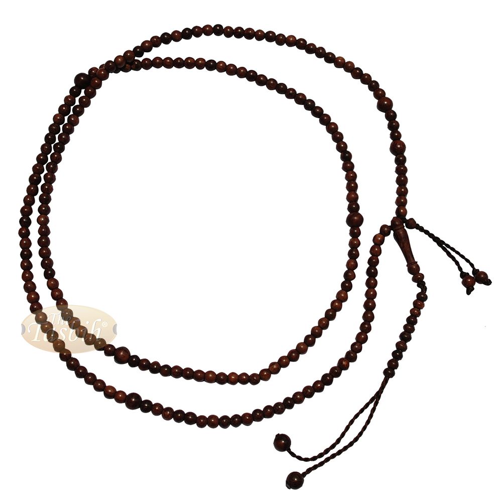 Nakshabandi Tasbih Tamarind Wood 4 mm Round Prayer Beads 198-Bead Necklace