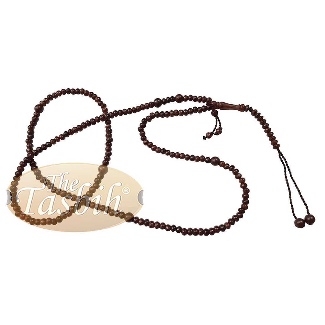 Nakshabandi Tasbih Tamarind Wood 4mm Oval Prayer Beads 198-bead Necklace