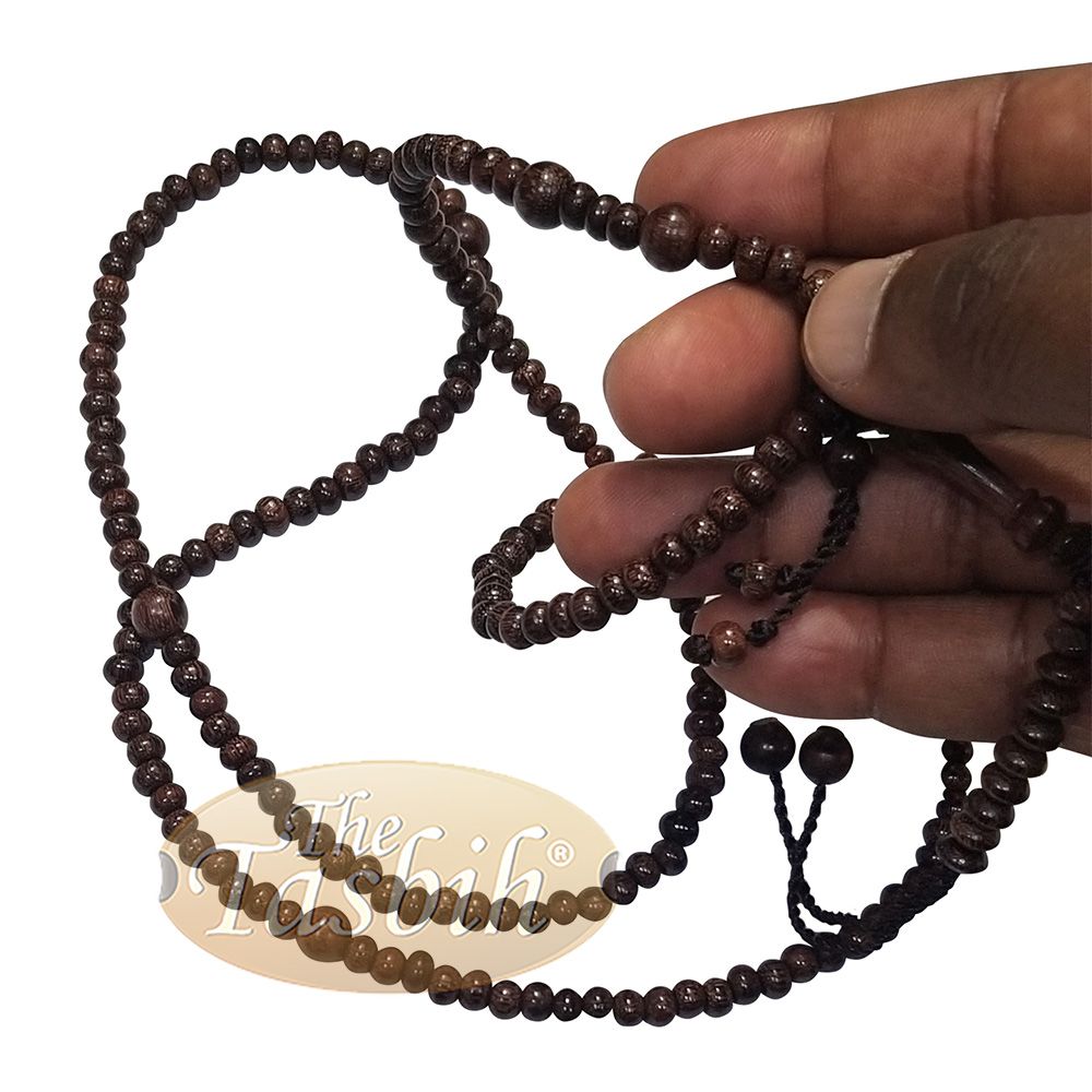 Nakshabandi Tasbih Tamarind Wood 4 mm Round Prayer Beads 198-Bead Necklace