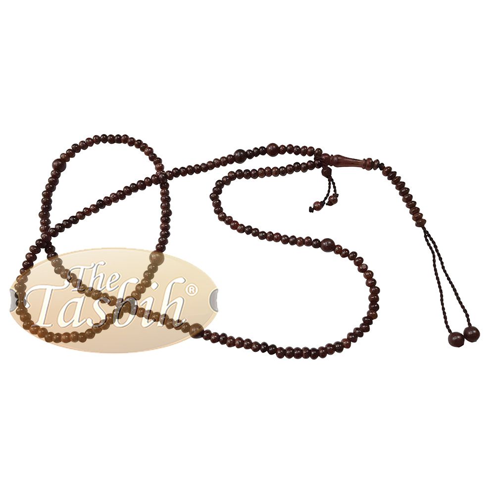 Nakshabandi Tasbih Tamarind Wood 4 mm Round Prayer Beads 198-Bead Necklace