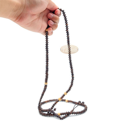 Naqshbandi Tasbih Tamarind Wood 5×8 mm Saucer 8 mm with Yellow Citrus Dividers