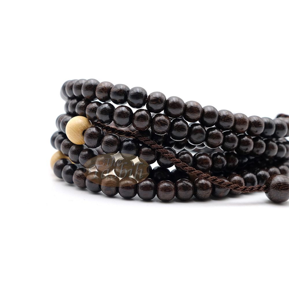 Naqshbandi Tasbih Tamarind Wood 4×7 mm Saucer 8 mm with Yellow Citrus Dividers