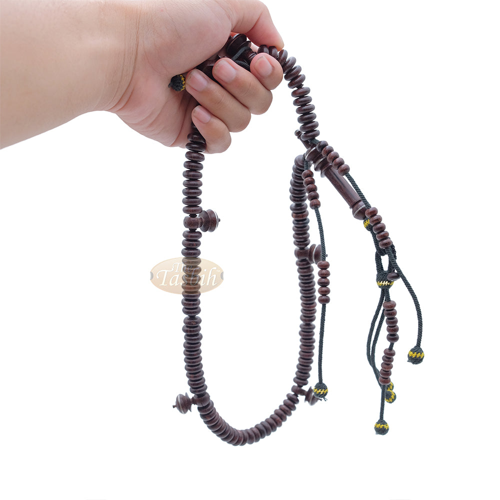 Tijani Tariqah Sibha - Limited Edition Madhawi 13x5 mm Tamarind Pewter Inlay Contour Dividers 100 Beads