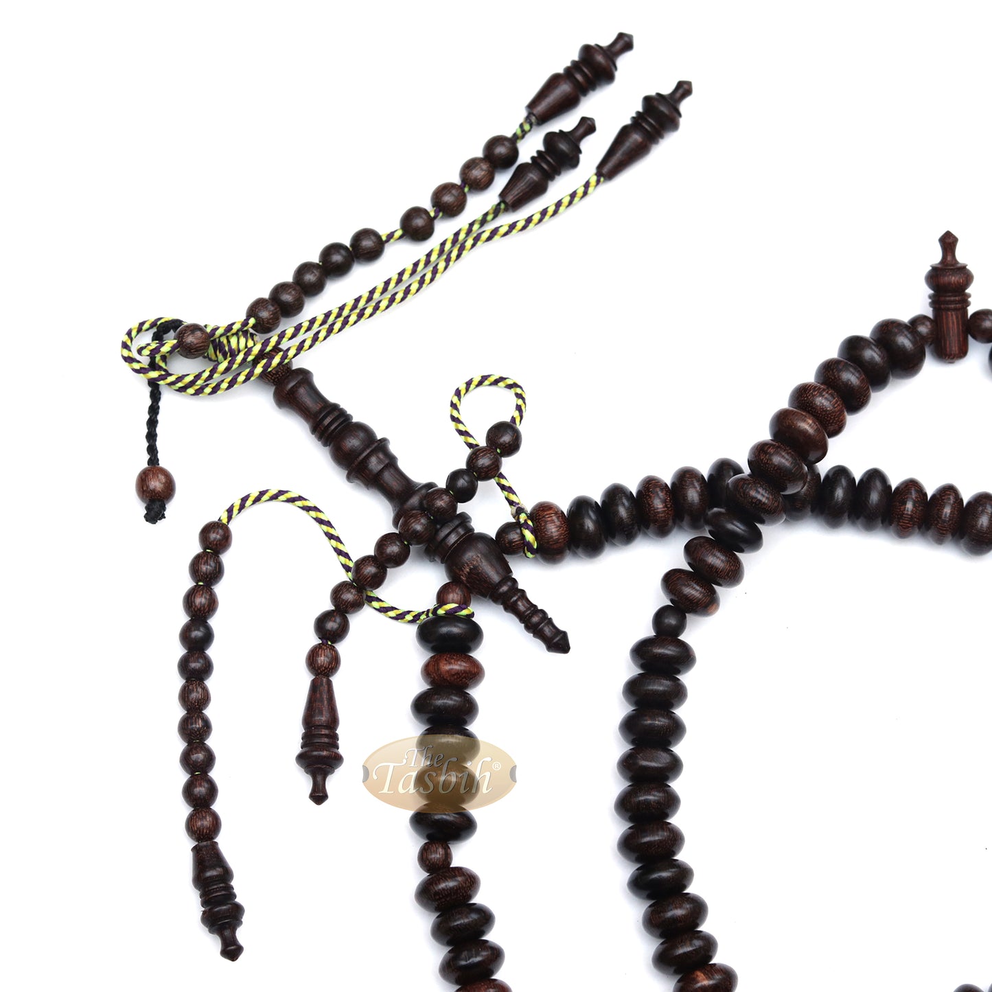 Limited Edition Tijani Tariqah Dhikr Tasbih Muslim Prayer Beads 12x7 mm Oval Beads From Tamarind Wood - Hand Carved Alif Dividers In Gift Box