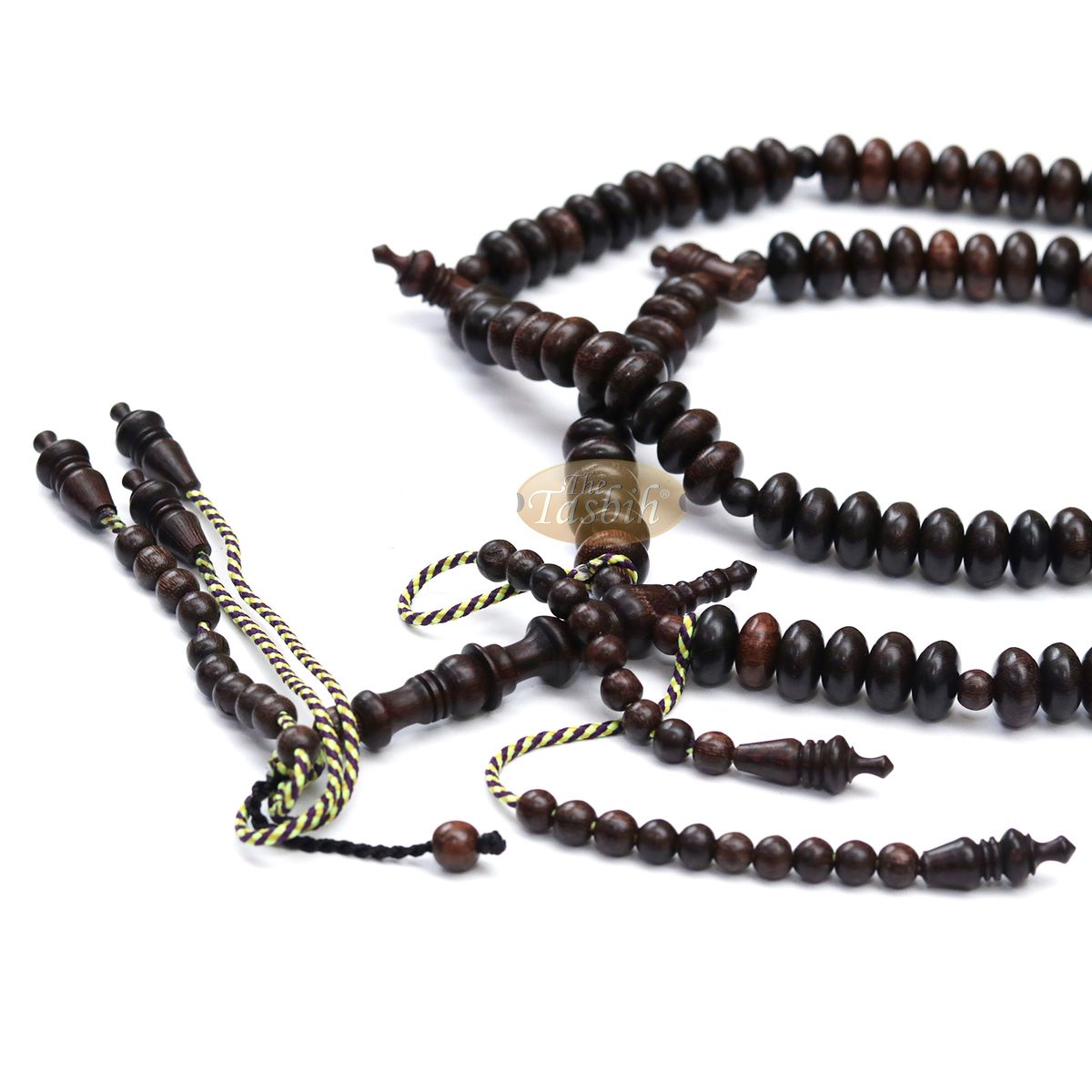 Limited Edition Tijani Tariqah Dhikr Tasbih Muslim Prayer Beads 12×7 mm Oval Beads From Tamarind Wood – Hand Carved Alif Dividers In Gift Box