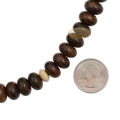 Limited Edition 12x7 mm Oval Beads Tijani Tariqah Dhikr Tasbih - Muslim Prayer Beads From Tamarind Wood In Gift Box
