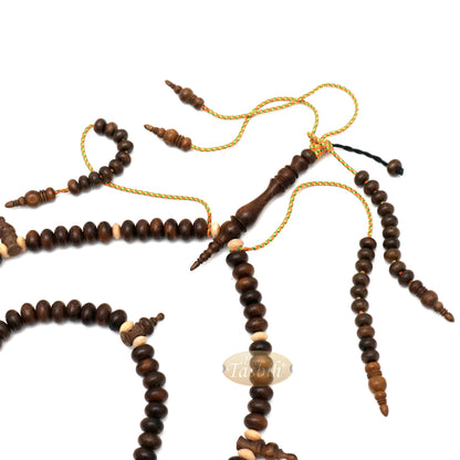 Limited Edition 12x7 mm Oval Beads Tijani Tariqah Dhikr Tasbih - Muslim Prayer Beads From Tamarind Wood In Gift Box