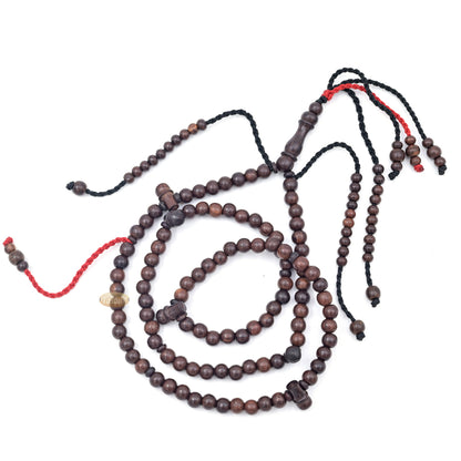 Tasbih Tijani Asam Jawa Cokelat Tua 100 Butir - Bentuk Bulat 8mm dengan Pembatas Kontur