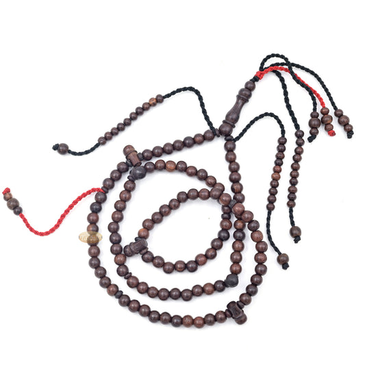 Tasbih Tijani Asam Jawa Cokelat Tua 100 Butir - Bentuk Bulat 8mm dengan Pembatas Kontur