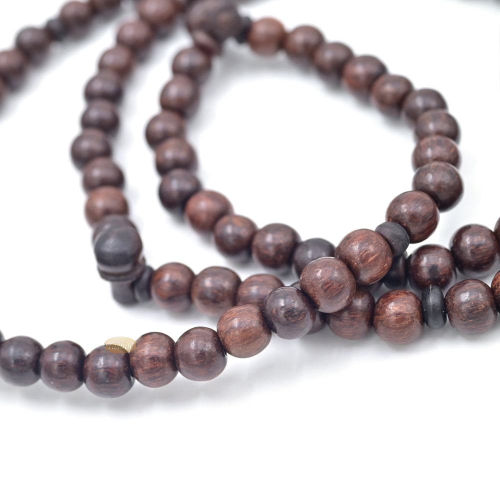 Tasbih Tijani Asam Jawa Cokelat Tua 100 Butir - Bentuk Bulat 8mm dengan Pembatas Kontur
