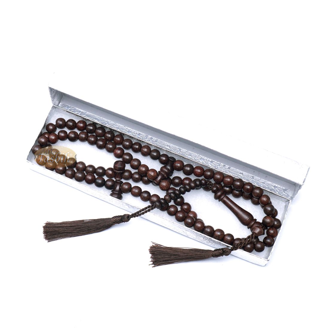 8mm Dark Brown Tamarind Tijani Tasbih Dhikr Beads Matching Tassels