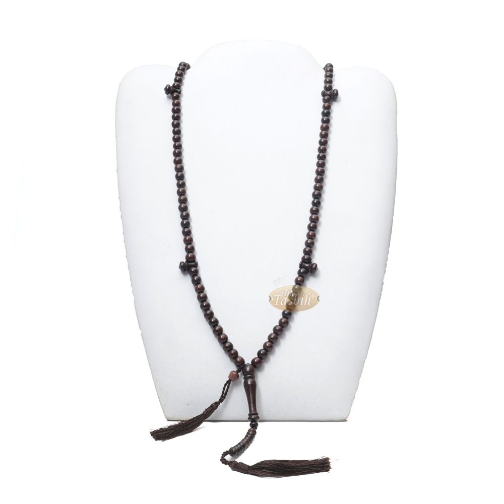8 mm Dark Brown Tamarind Tijani Tasbih Dhikr Beads Matching Tassels