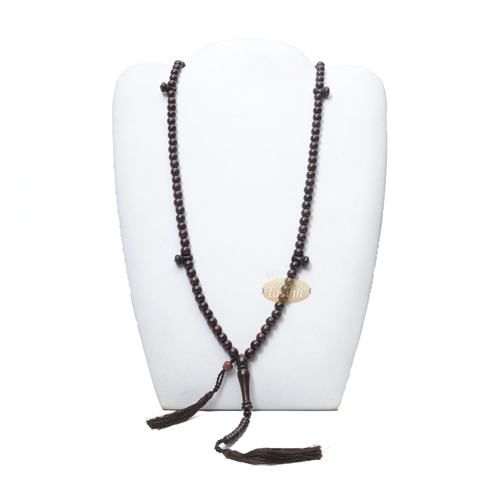 8 mm Dark Brown Tamarind Tijani Tasbih Dhikr Beads Matching Tassels
