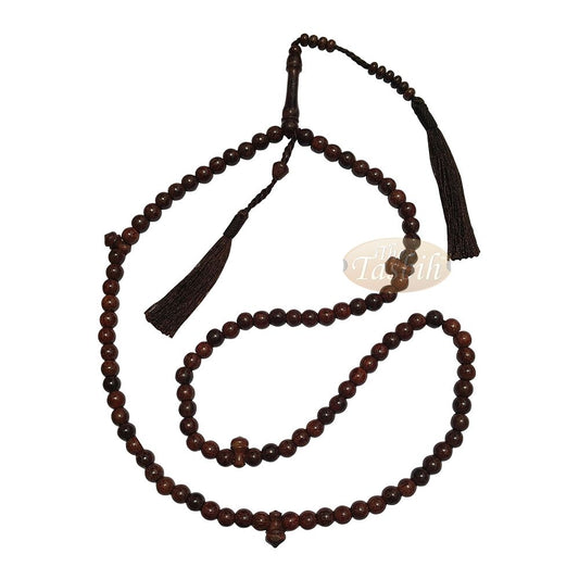 8 mm Dark Brown Tamarind Tijani Tasbih Dhikr Beads Matching Tassels