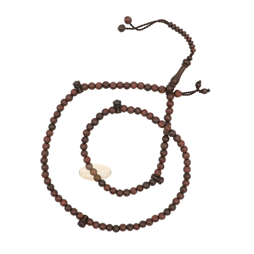 Tasbih Kayu Asam Jawa Tijani 8 mm-Manik Doa Kayu Coklat Tua Buatan Tangan