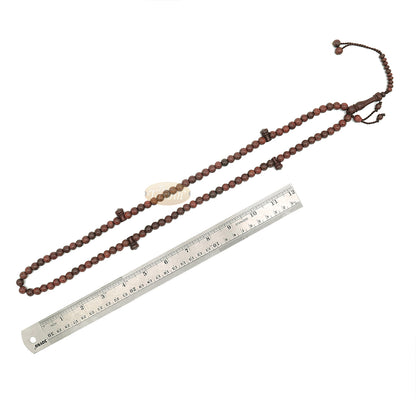 Tasbih Kayu Asam Jawa Tijani 8 mm-Manik Doa Kayu Coklat Tua Buatan Tangan