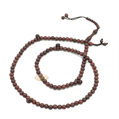 Tasbih Kayu Asam Jawa Tijani 8 mm-Manik Doa Kayu Coklat Tua Buatan Tangan