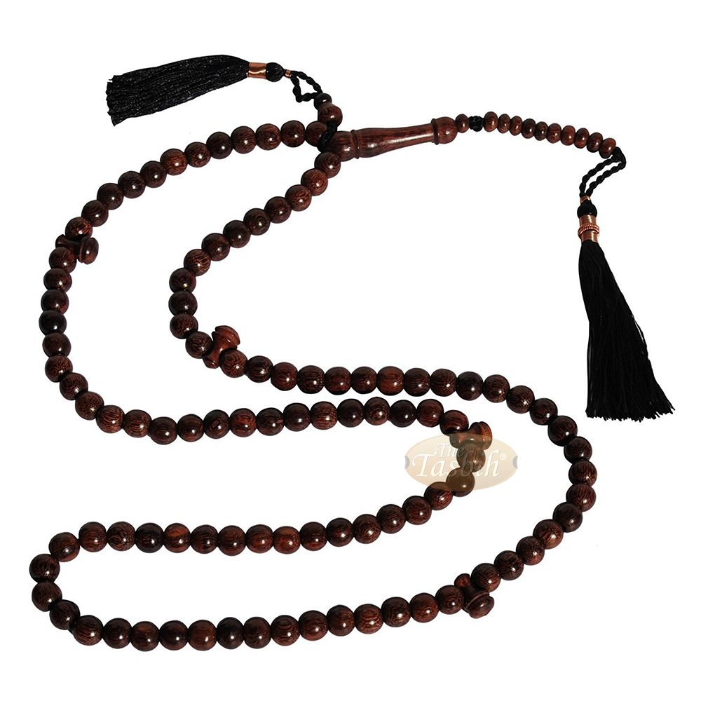 Dark Brown Tamarind Wood Tijani Tariqah Tasbih Coppered Black Tassel