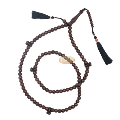 Dark Brown Tamarind Wood Tijani Tariqah Tasbih Coppered Black Tassel