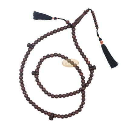 Kayu Tamarind Coklat Tua Tijani Tariqah Tasbih Rumbai Hitam Tembaga