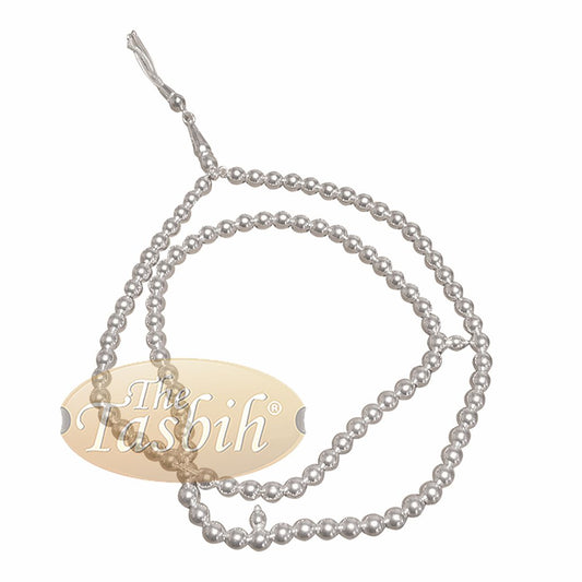 Small 6mm Sterling Silver Prayer Beads – 99 Round Beads with 2 Dividers and Decorative Tassel