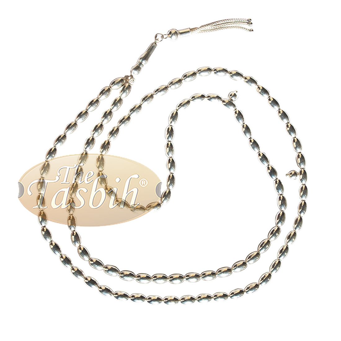 Sterling Silver 5mm Prayer Beads 99 Plain Oval Beads with 2 Dividers