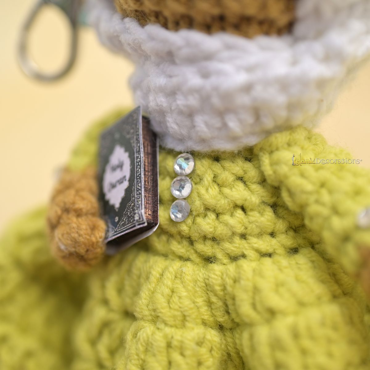 Quran Cuties Dolls Keychain Handmade – Green Cotton Crochet Islamic Amigurumi Keyring, Cute Hijab Doll Bag Charm Gift