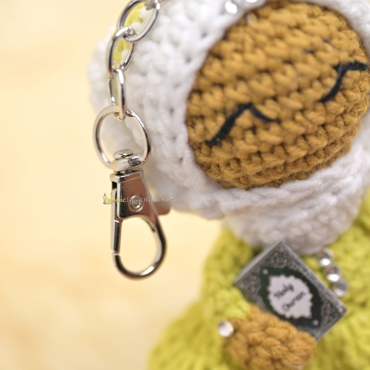 Quran Cuties Dolls Keychain Handmade – Green Cotton Crochet Islamic Amigurumi Keyring, Cute Hijab Doll Bag Charm Gift