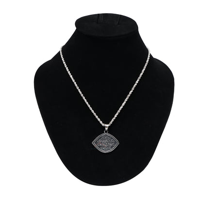 Sterling Silver Eye-Shaped "Wa In Yakaadu" Evil Eye Islamic Pendant