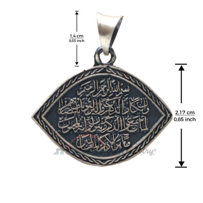 Sterling Silver Eye-Shaped “Wa In Yakaadu” Evil Eye Islamic Pendant