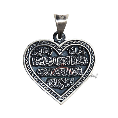 Sterling Silver Heart-Shaped Antiqued “Wa In Yakadu” Pendant