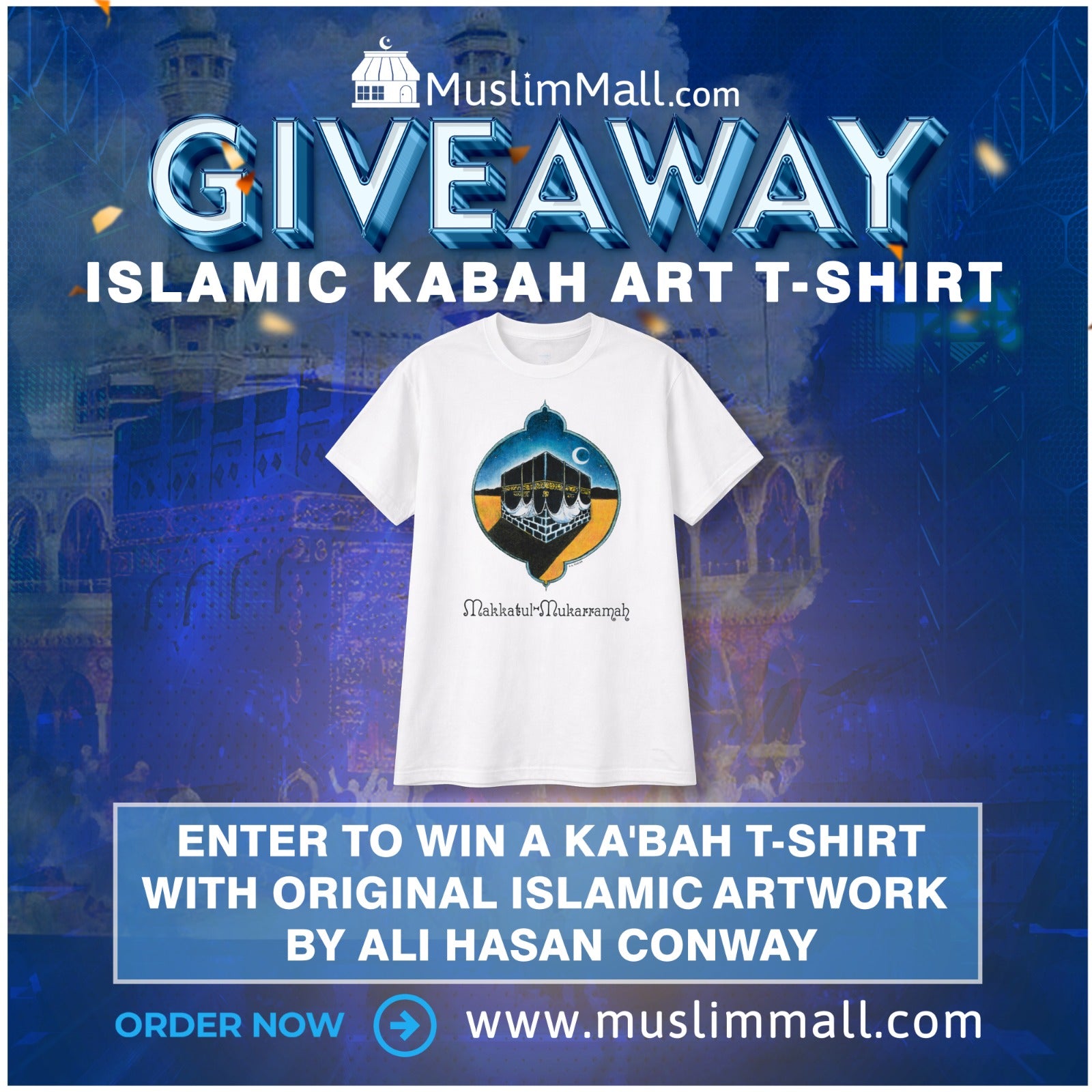 Islamic Ka’bah T-Shirt Giveaway | Original Art by the late American Muslim Ali Hasan Conway