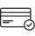 Credit card icon with a checkmark representing secure payment processing at muslimmall.com